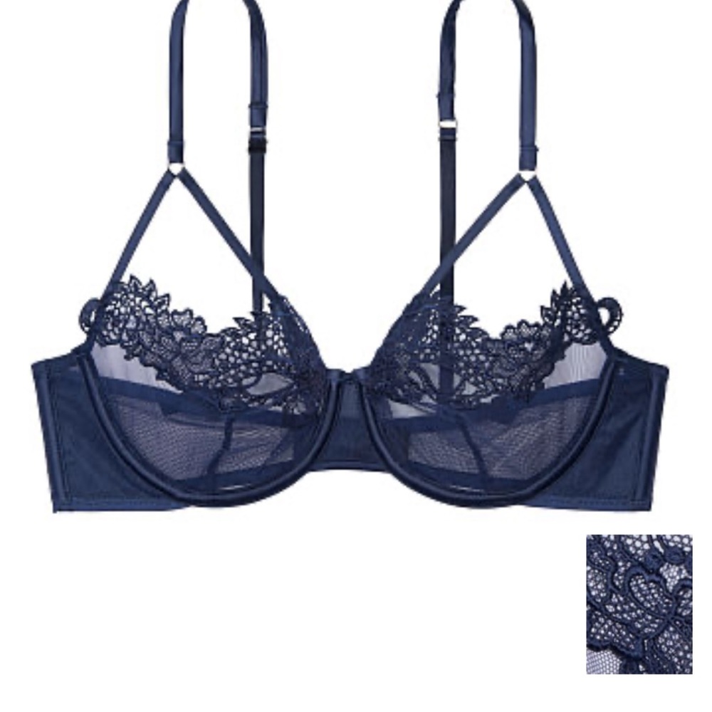 Victoria’s Secret Very Sexy Unlined Dragon Lace Balconette print bra 32DD NWT